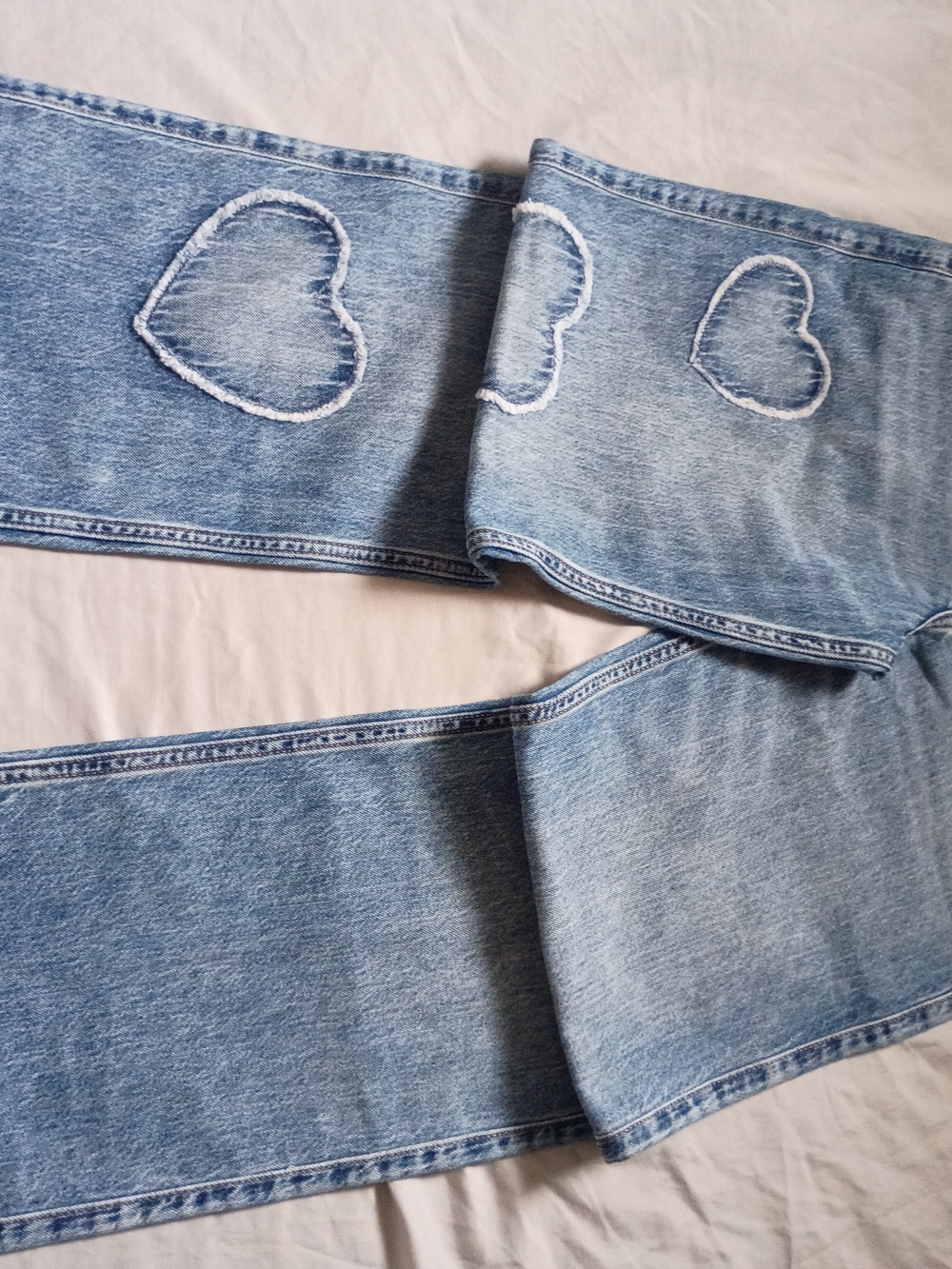abercrombie kids Light Blue Heart Patch Wide Leg Jeans